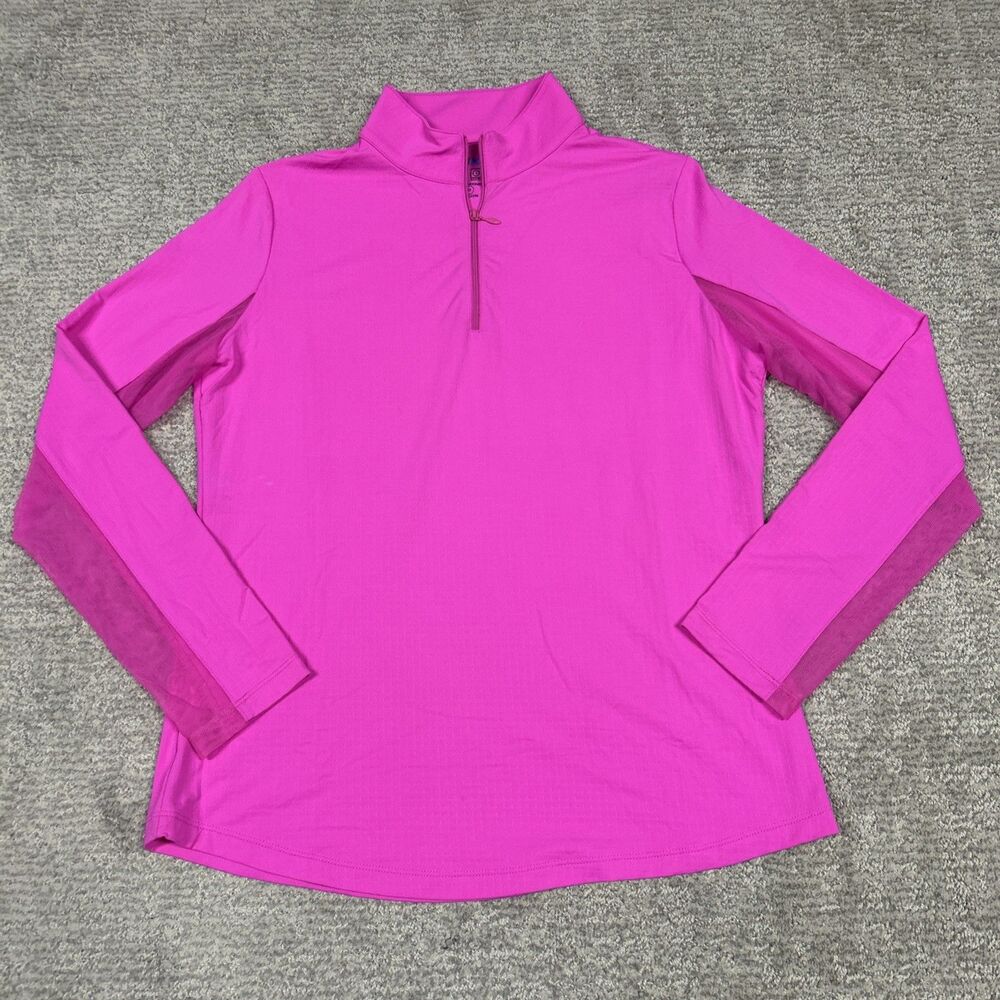 IBKUL Shirt Womens Medium Hot Pink Golf Pickleball UPF50+ Beach Top 1/4 Zip